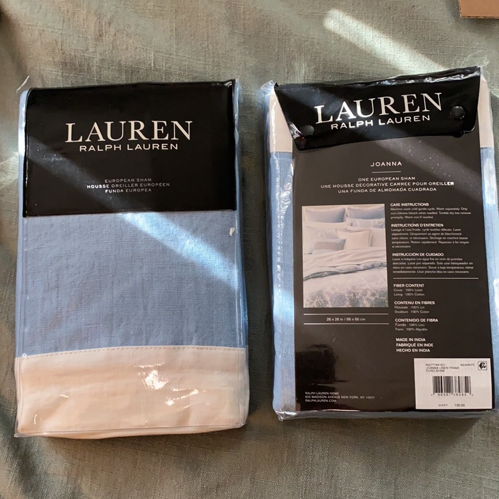 Ralph Lauren - linen Euro shams 26x26 Joanna Linen Frame - Picture 3 of 6